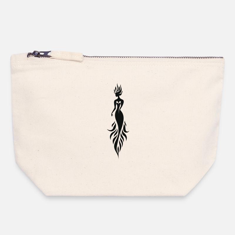 Sirène de feu mystique - Pochette zippée en toile 18 x 19 cm - blanc naturel