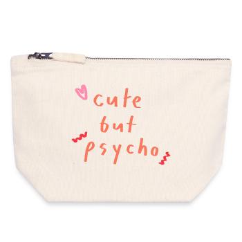 cute but psycho - Canvas Reißverschluss-Täschchen (18 x 19 cm) - Naturweiß - Vorne