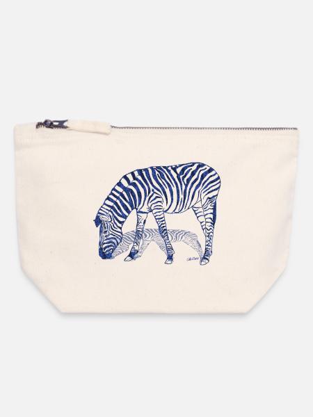 Zebra mit Zebraschatten - Canvas Reißverschluss-Täschchen (18 x 19 cm) - Naturweiß