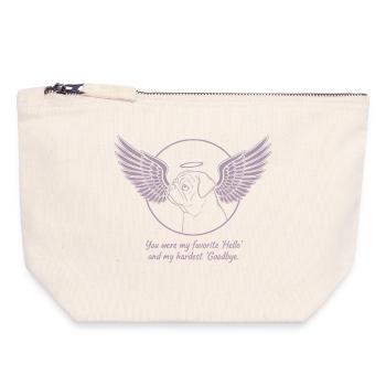 Pug Dog Cloud Angel Wings Farewell Mourning - Canvas Zip Pouch 18 x 19 cm - nature - Front