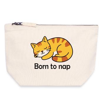 Born to Nap Katze Schlaf Design - Canvas Reißverschluss-Täschchen (18 x 19 cm) - Naturweiß - Vorne