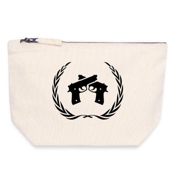 Pistole Symbol Kranz - Canvas Reißverschluss-Täschchen (18 x 19 cm) - Naturweiß - Vorne