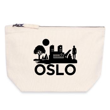 oslo silhouette wahrzeichen - Canvas Reißverschluss-Täschchen (18 x 19 cm) - Naturweiß - Vorne