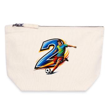 Number 2 Soccer Shirt Player Action Design - Canvas Zip Pouch 18 x 19 cm - nature - Front
