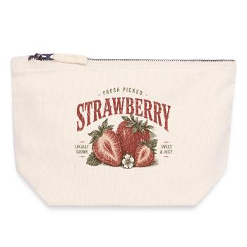 Vintage Strawberry Label Print - Canvas Zip Pouch 18 x 19 cm - nature - Front