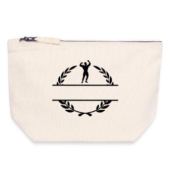 Culturiste en couronne de laurier - Pochette zippée en toile 18 x 19 cm - blanc naturel - Devant