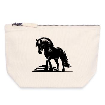 Cheval Islandais Cheval Islandais Poney - Pochette zippée en toile 18 x 19 cm - blanc naturel - Devant