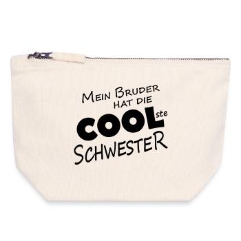 MY BROTHER HAS THE COOLEST SISTER - Canvas Zip Pouch 18 x 19 cm - nature - Front