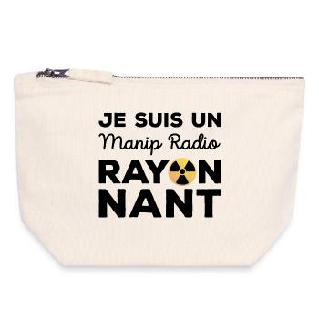 Je suis un manip radio rayonnant Humour Radiologie - Pochette zippée en toile 18 x 19 cm - blanc naturel - Devant