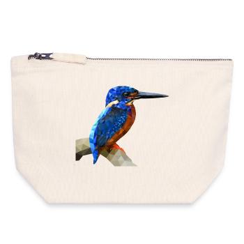 Kingfisher Bird Design Nature Fishing Gift - Canvas Zip Pouch 18 x 19 cm - nature - Front