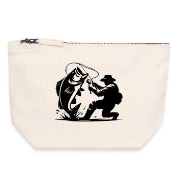 Reel Cool Dad Fishing Design - Canvas Zip Pouch 18 x 19 cm - nature - Front