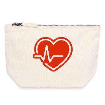 Herzschlag-Symbol – rotes Herz mit EKG-Leitung - Canvas Reißverschluss-Täschchen (18 x 19 cm) - Naturweiß - Vorne
