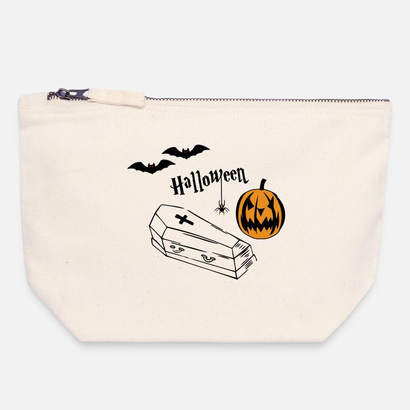 Halloween Pumpkin Silhouette - Canvas Zip Pouch 18 x 19 cm - nature