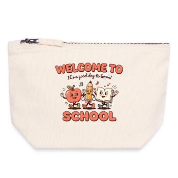 Welcome to School Design – Einschulung Kinder - Canvas Zip Pouch 18 x 19 cm - nature - Front