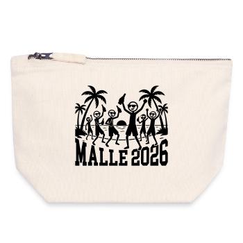 Vacances à Malle 2026 - Pochette zippée en toile 18 x 19 cm - blanc naturel - Devant