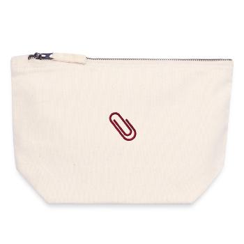 Embroidered paper clip - Canvas Zip Pouch 18 x 19 cm - nature - Front