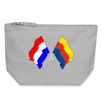Flagge Niederlande, Flagge Nordholland gekreuzt - Canvas Reißverschluss-Täschchen (18 x 19 cm) - Grau meliert - Vorne