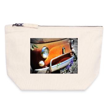 Petite voiture Fait 500 Retro - Pochette zippée en toile 18 x 19 cm - blanc naturel - Devant