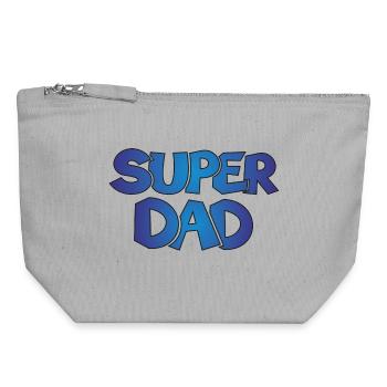 Super Dad Papa Vater Geschenk Geburtstag - Canvas Reißverschluss-Täschchen (18 x 19 cm) - Grau meliert - Vorne