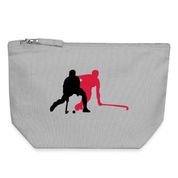 hockey sur gazon - Pochette zippée en toile 18 x 19 cm - gris chiné - Devant