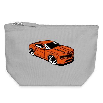 Voiture de sport camaro - Pochette zippée en toile 18 x 19 cm - gris chiné - Devant