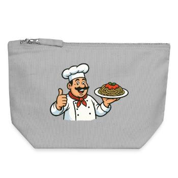 Illustration de cuisson des pâtes - Pochette zippée en toile 18 x 19 cm - gris chiné - Devant