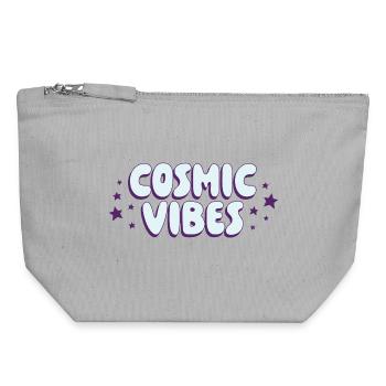 Cosmic Vibes Schriftzug - Canvas Reißverschluss-Täschchen (18 x 19 cm) - Grau meliert - Vorne