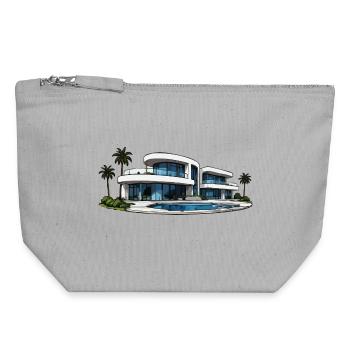 Luxury villa with round pool - Canvas Zip Pouch 18 x 19 cm - sports grey - Front