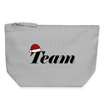 Équipe Chapeau de Noël - Pochette zippée en toile 18 x 19 cm - gris chiné - Devant