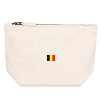 Drapeau de la Belgique, fierté belge - Pochette zippée en toile 18 x 19 cm - blanc naturel - Devant