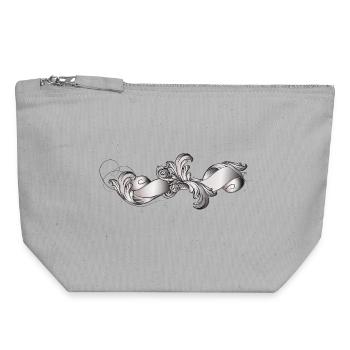 Élégante bannière baroque ornée de courbes - Pochette zippée en toile 18 x 19 cm - gris chiné - Devant