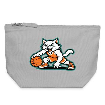 Basketball Cat Dunk - Canvas Zip Pouch 18 x 19 cm - sports grey - Front