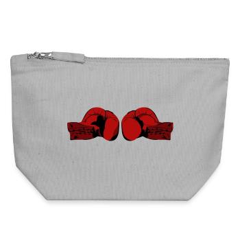 Boxhandschuhe - Canvas Reißverschluss-Täschchen (18 x 19 cm) - Grau meliert - Vorne