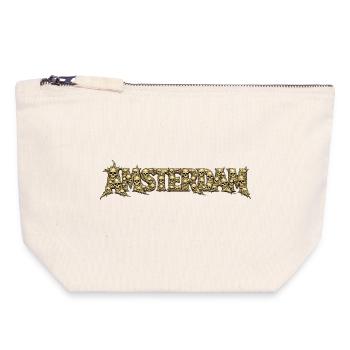 AMSTERDAM Totenschädel-Schrift - Canvas Reißverschluss-Täschchen (18 x 19 cm) - Naturweiß - Vorne