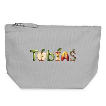 Tobias, Name, Motif, Apple, Letters, Fruit - Canvas Zip Pouch 18 x 19 cm - sports grey - Front