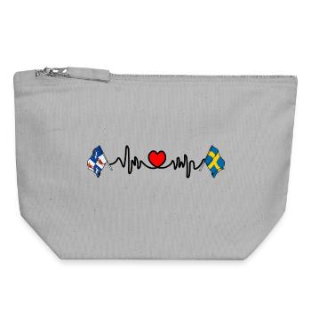 Ligne de fréquence cardiaque Norrbotten et Suède - Pochette zippée en toile 18 x 19 cm - gris chiné - Devant