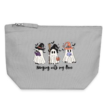 🧙 ♀️ Witchy Ghost Squad – Spooky & Cute 👻 - Canvas Zip Pouch 18 x 19 cm - sports grey - Front