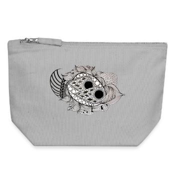 Black and White Mandala Fish Pattern - Canvas Zip Pouch 18 x 19 cm - sports grey - Front