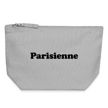 Parisienne - Ville de Paris au féminin  - Pochette zippée en toile 18 x 19 cm - gris chiné - Devant
