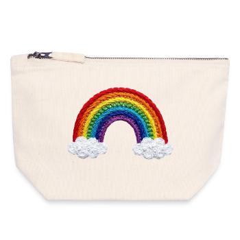 Regenbogen im bestickten Look (gedruckt) - Canvas Reißverschluss-Täschchen (18 x 19 cm) - Naturweiß - Vorne