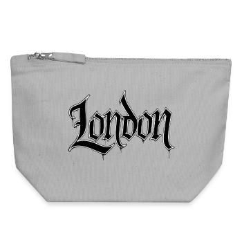Conception typographique graphique de Londres - Pochette zippée en toile 18 x 19 cm - gris chiné - Devant