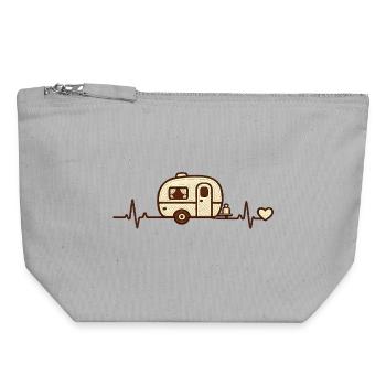 Heart Caravan Retro Sketch - Canvas Zip Pouch 18 x 19 cm - sports grey - Front