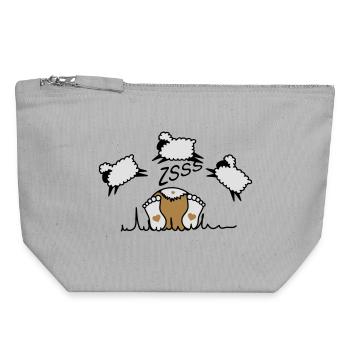 La compter les moutons - Pochette zippée en toile 18 x 19 cm - gris chiné - Devant