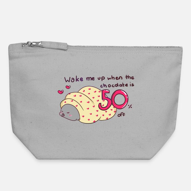 Wake me up when the chocolate is 50% off - Canvas Zip Pouch 18 x 19 cm - sports grey