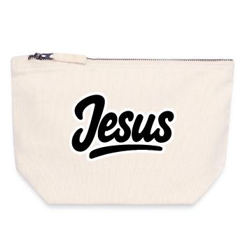 Jésus - Pochette zippée en toile 18 x 19 cm - blanc naturel - Devant