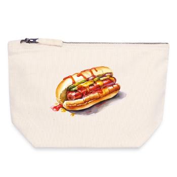 Colored Hot Dog Illustration - Canvas Zip Pouch 18 x 19 cm - nature - Front