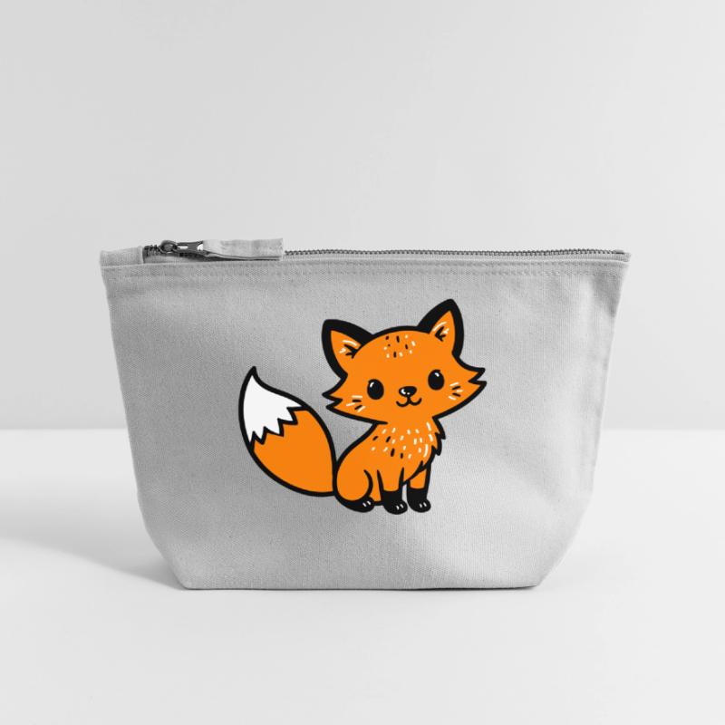 Fox Cute Comic Canvas Zip Pouch 18 x 19 cm