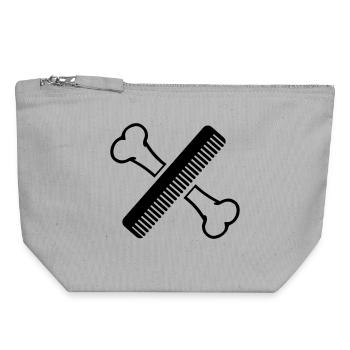 Os avec salon de toilettage en peigne - Pochette zippée en toile 18 x 19 cm - gris chiné - Devant