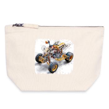 Quad Bike CAD Blueprint Design - Canvas Zip Pouch 18 x 19 cm - nature - Front