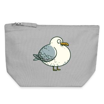 Comic Fat Fat North Sea Moin Seagull Pier Harbor - Canvas Zip Pouch 18 x 19 cm - sports grey - Front